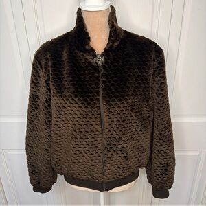 St. John Collection by Marie Gray Fur Coat Jacket Large Chocolate Brown NWOT